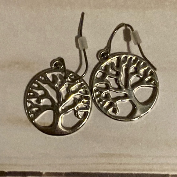 Silver Tree Earrings - Picture 2 of 2